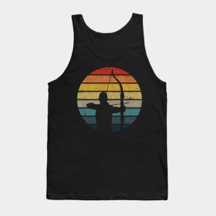 Archery Silhouette On A Distressed Retro Sunset print Tank Top